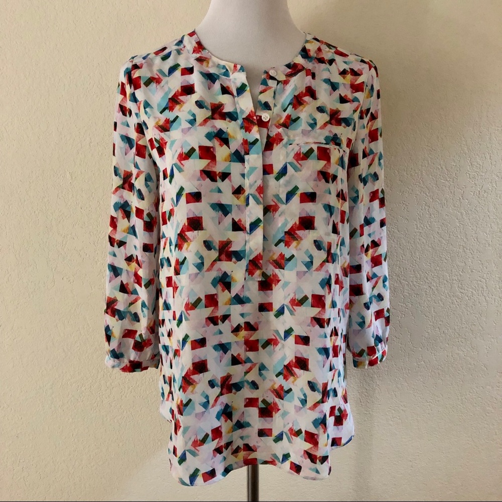 NYDJ Abstract Henley Poly Pull Over S